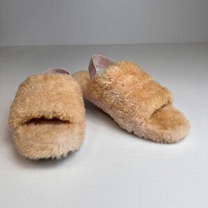 Ugg Sandal Girl 4 Fluff Yeah Toddler Slide Shoe Sheepskin Lining Strap Core Ex